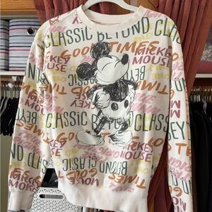 Disney Women's Mickey Mouse Graphic Sweater - Cream and Multicolor